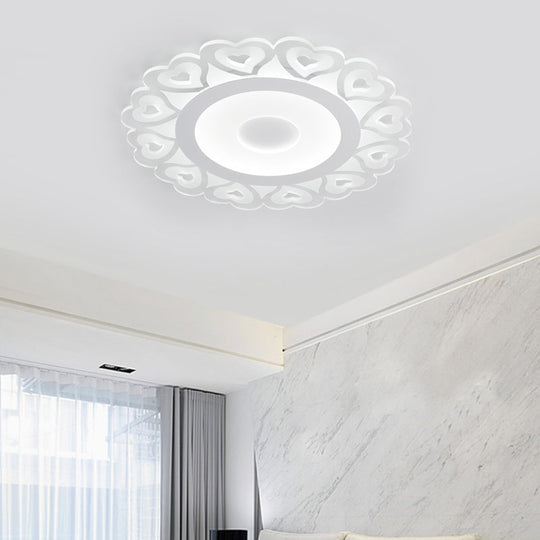 Ultra Thin Heart Pattern LED Ceiling Light - Simple Acrylic Flush Mount, White, 16"/19.5"/23.5" Dia