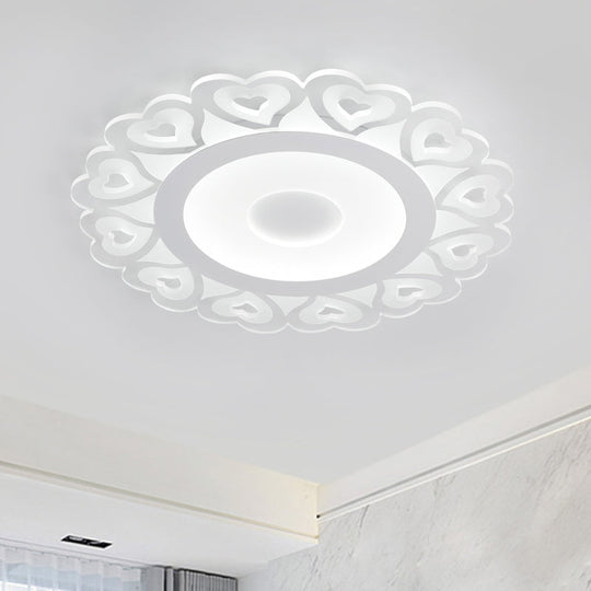 Ultra Thin Heart Pattern LED Ceiling Light - Simple Acrylic Flush Mount, White, 16"/19.5"/23.5" Dia