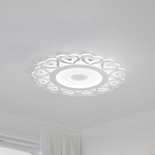 Ultra Thin Heart Pattern LED Ceiling Light - Simple Acrylic Flush Mount, White, 16"/19.5"/23.5" Dia