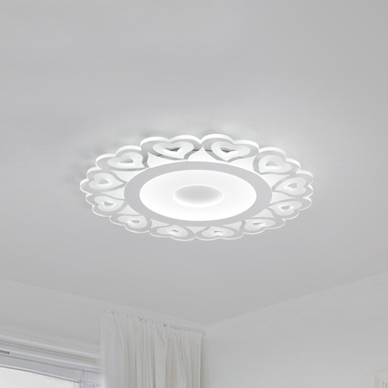 Ultra Thin Heart Pattern Led Ceiling Light - Simple Acrylic Flush Mount White 16/19.5/23.5 Dia