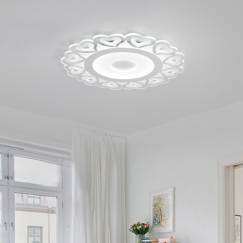 Ultra Thin Heart Pattern LED Ceiling Light - Simple Acrylic Flush Mount, White, 16"/19.5"/23.5" Dia