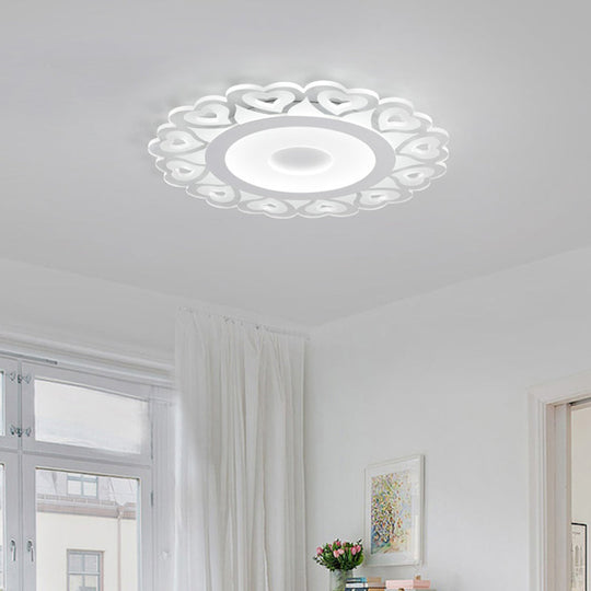 Ultra Thin Heart Pattern LED Ceiling Light - Simple Acrylic Flush Mount, White, 16"/19.5"/23.5" Dia