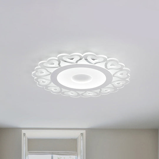 Ultra Thin Heart Pattern LED Ceiling Light - Simple Acrylic Flush Mount, White, 16"/19.5"/23.5" Dia