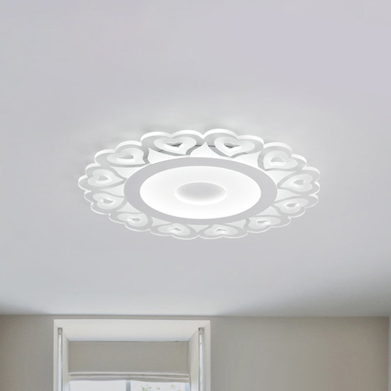 Ultra Thin Heart Pattern Led Ceiling Light - Simple Acrylic Flush Mount White 16/19.5/23.5 Dia