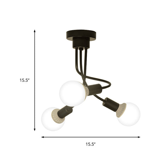 Plafonnier moderne à bras incurvés en métal noir - Lustre simple mais élégant avec 3/5 lumières pour la décoration de la salle à manger