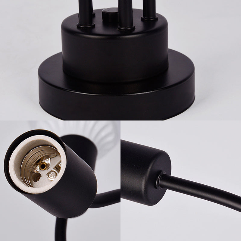 Plafonnier moderne à bras incurvés en métal noir - Lustre simple mais élégant avec 3/5 lumières pour la décoration de la salle à manger