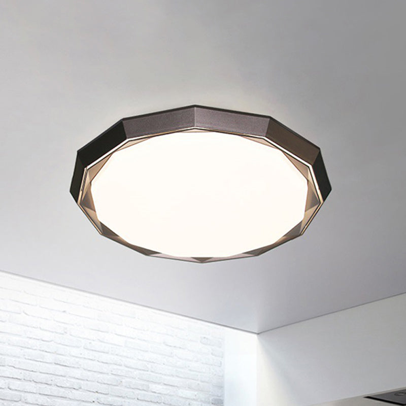 Flush LED Bedroom Ceiling Mount Light with Acrylic Frosted Diffuser - Brown, 16"/19.5" Dia