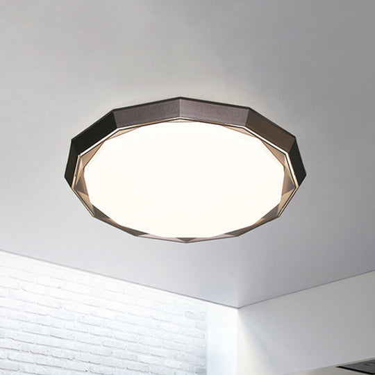 Flush LED Bedroom Ceiling Mount Light with Acrylic Frosted Diffuser - Brown, 16"/19.5" Dia