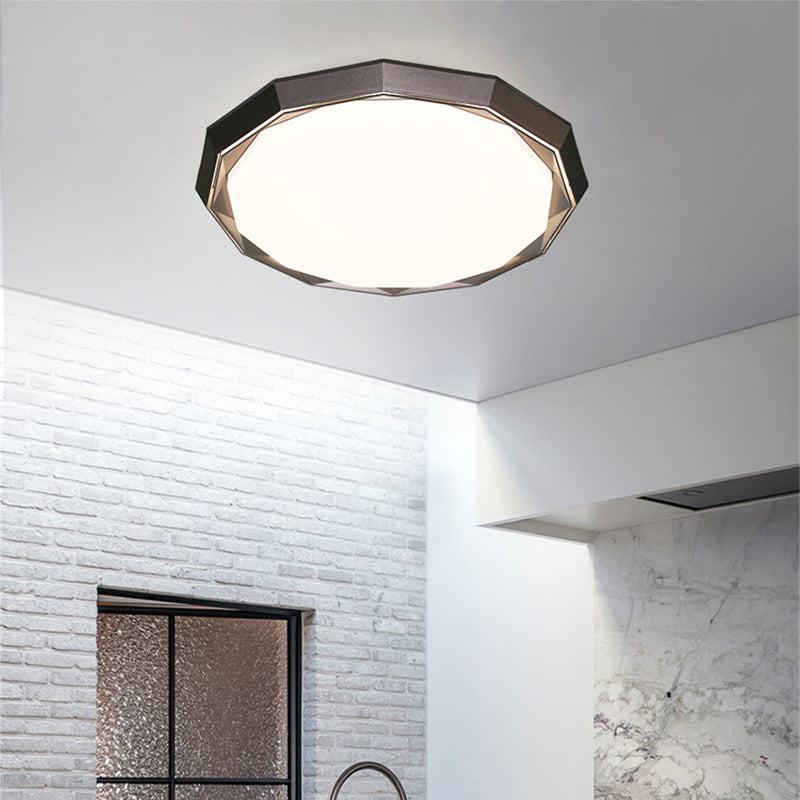 Flush LED Bedroom Ceiling Mount Light with Acrylic Frosted Diffuser - Brown, 16"/19.5" Dia