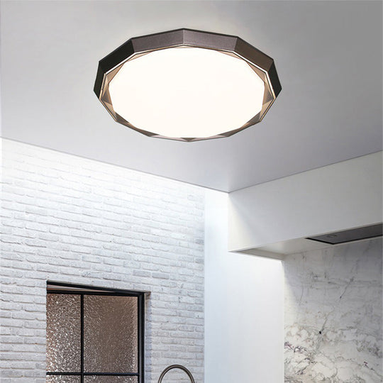 Flush LED Bedroom Ceiling Mount Light with Acrylic Frosted Diffuser - Brown, 16"/19.5" Dia