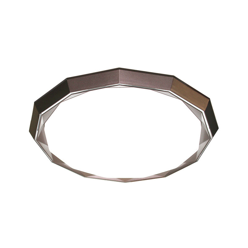 Flush LED Bedroom Ceiling Mount Light with Acrylic Frosted Diffuser - Brown, 16"/19.5" Dia