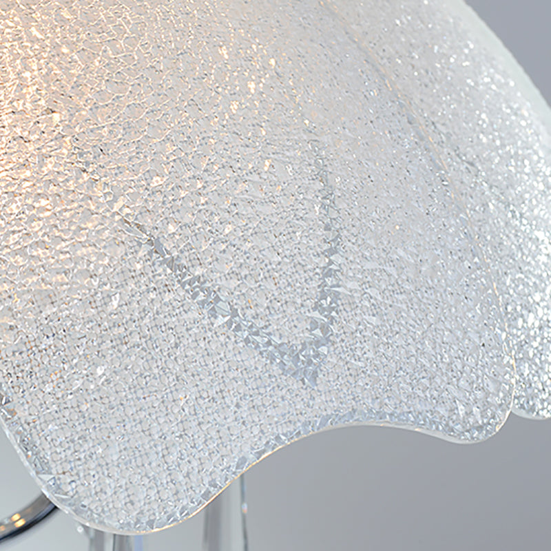 Hanging Chandelier Light w/ 5 Bulbs - Modern Glass Ceiling Fixture, Chrome Frame & K9 Crystal