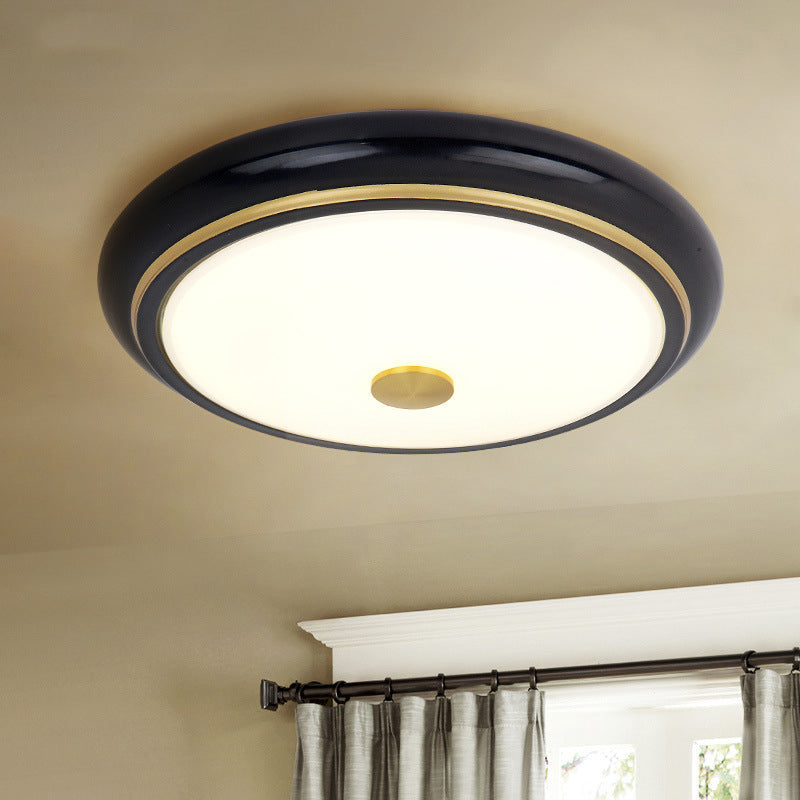 Traditional Circular Led Flush Mount Ceiling Light Fixture - 13/16/19.5 Wide Black/Gold With White