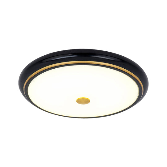 Traditional Circular Led Flush Mount Ceiling Light Fixture - 13/16/19.5 Wide Black/Gold With White