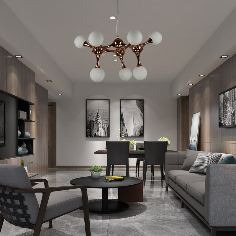 Contemporary Starburst Chandelier With Rose Gold Finish - 9/15 Lights Pendant 9 /