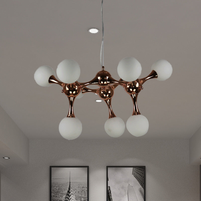 Contemporary Starburst Chandelier With Rose Gold Finish - 9/15 Lights Pendant
