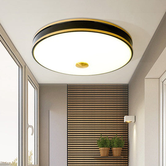 Black/Gold Round LED Flush Mount Ceiling Light - 12"/19"/15.5" Diameter - Perfect for Bedrooms and Warehouses