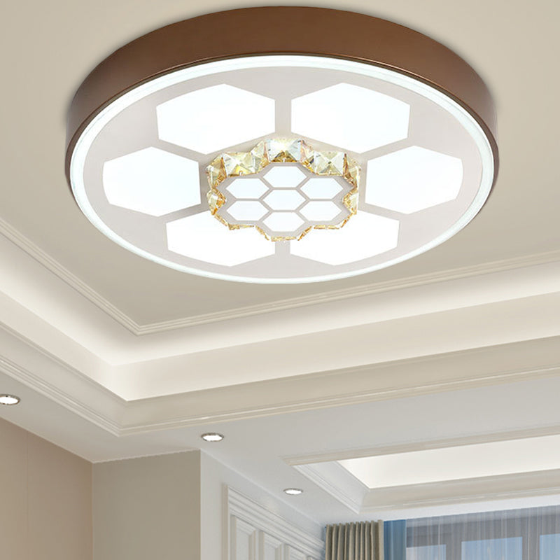 Modern Acrylic Ceiling Mount Light in White with Multi-Color LED Lighting and Crystal Accent