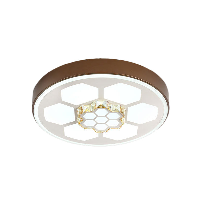 Modern Acrylic Ceiling Mount Light in White with Multi-Color LED Lighting and Crystal Accent