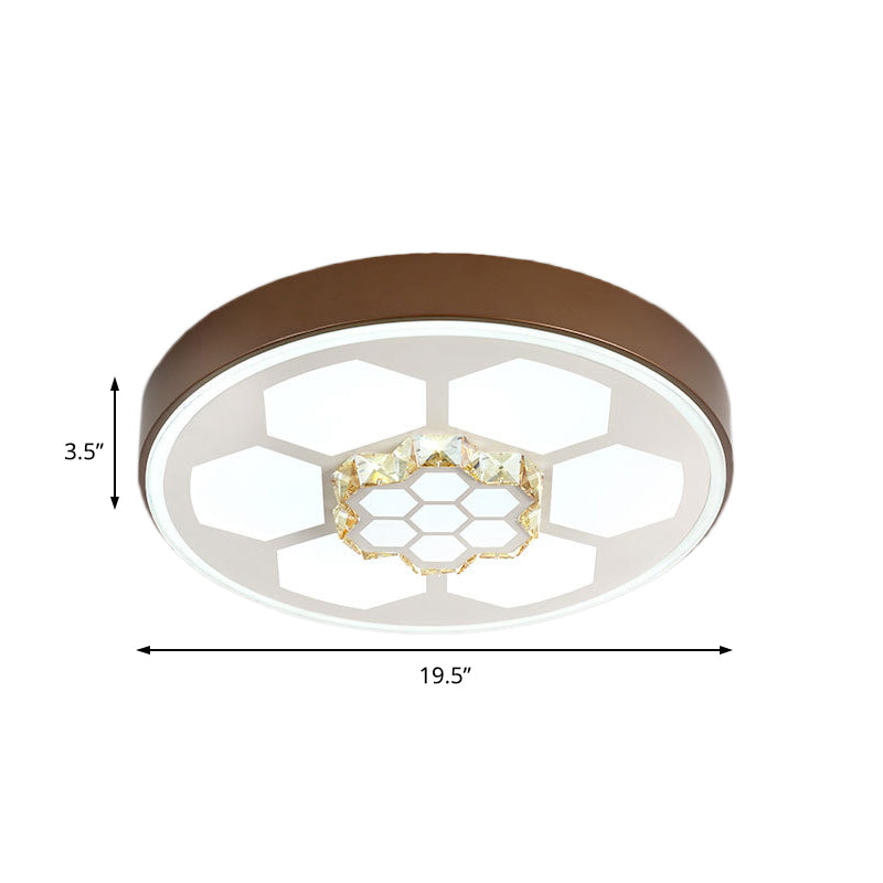 Modern Acrylic Ceiling Mount Light In White With Multi-Color Led Lighting And Crystal Accent