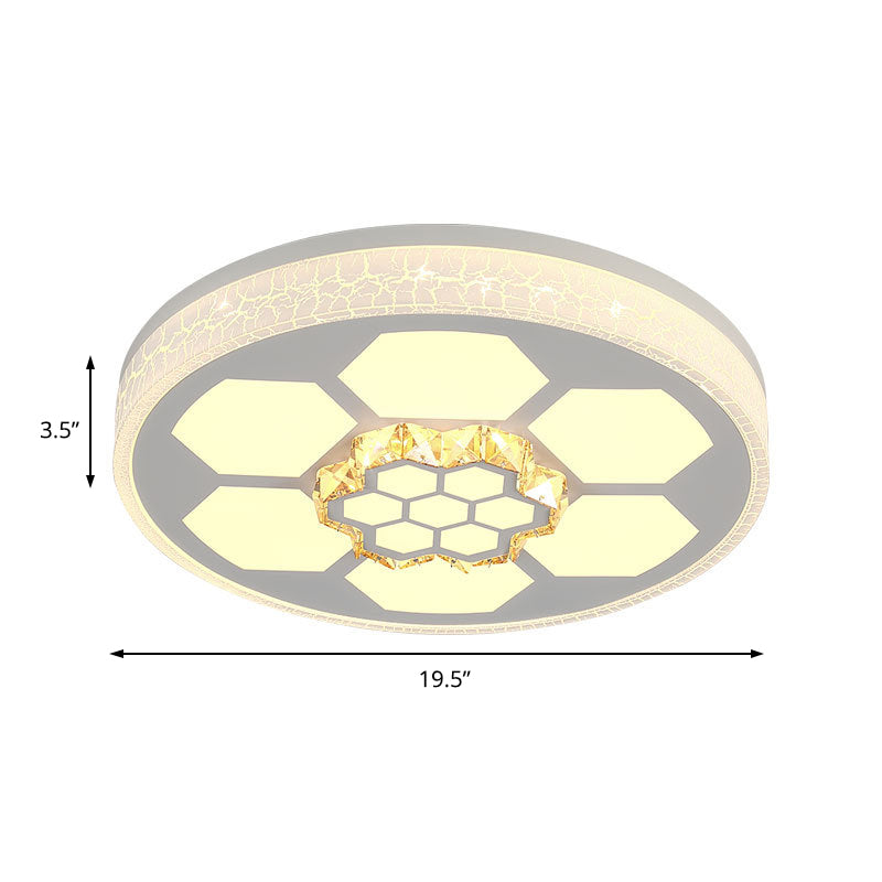 Modern Acrylic Ceiling Mount Light in White with Multi-Color LED Lighting and Crystal Accent