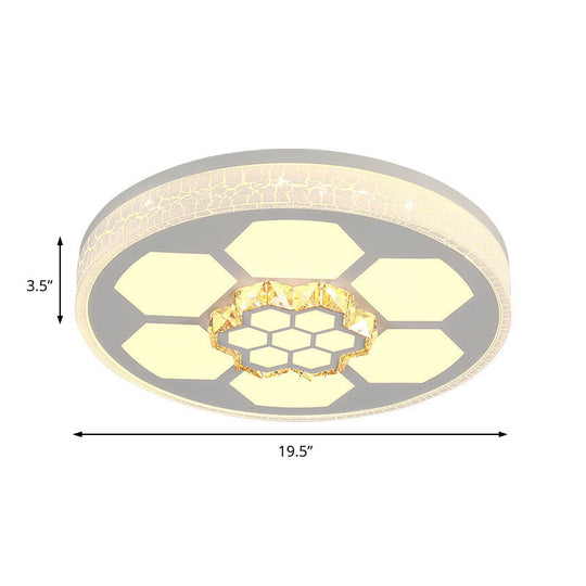 Modern Acrylic Ceiling Mount Light In White With Multi-Color Led Lighting And Crystal Accent