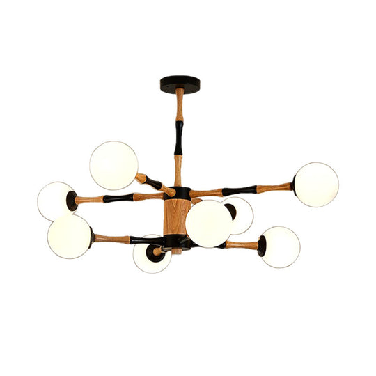Contemporary Wooden Sputnik Chandelier - 6/8/12 Lights Hanging Pendant Lamp For Bedroom