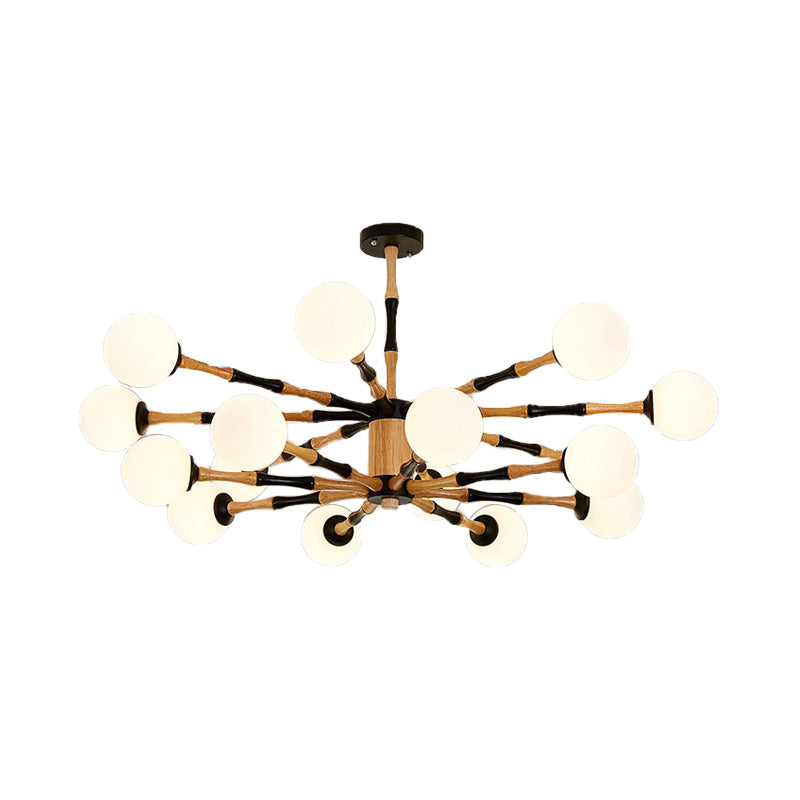 Contemporary Wooden Sputnik Chandelier - 6/8/12 Lights Hanging Pendant Lamp For Bedroom