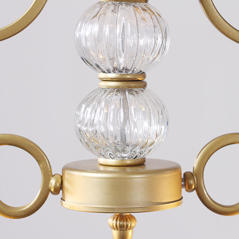Clear Crystal Chandelier Light Fixture - Modern Bell Shade Hanging Lamp in Gold, 2 Bulbs - for Dining Room