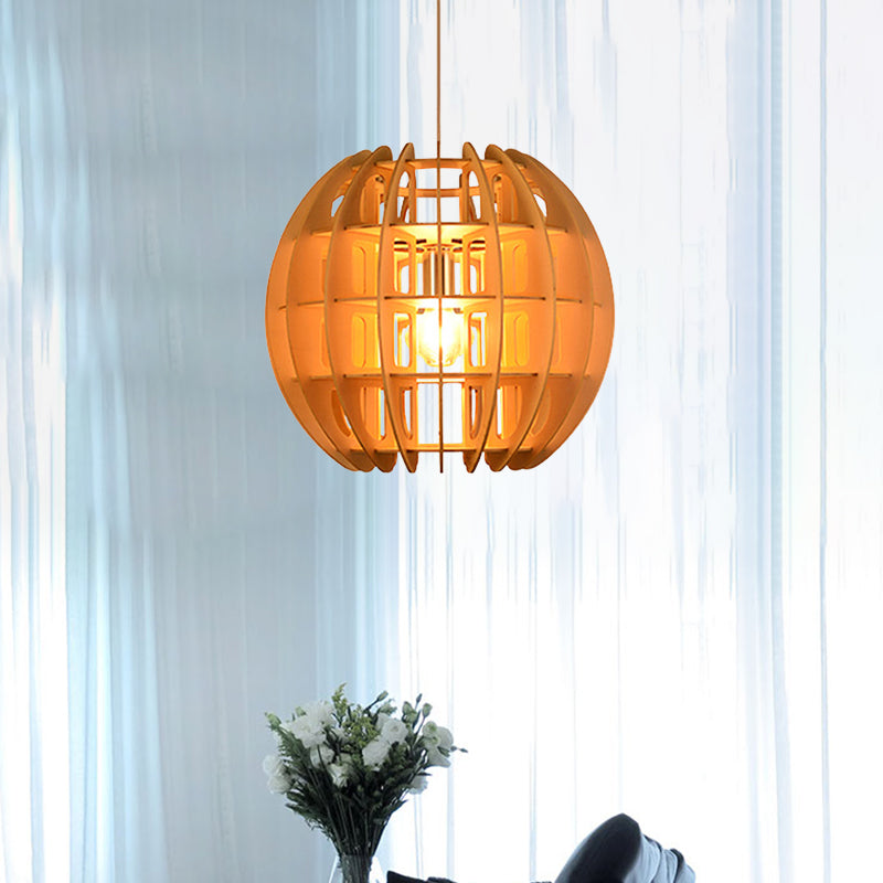 Sleek Modern Wooden Hanging Light Fixture: Stylish 1-Light Drop In Natural Wood For Kitchen