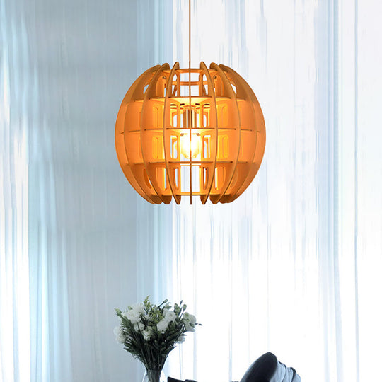 Sleek Modern Wooden Hanging Light Fixture: Stylish 1-Light Drop In Natural Wood For Kitchen