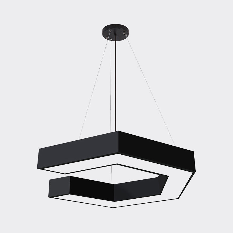 Modern Geometric LED Pendant Lamp for Office - Black Metal, Various Sizes
