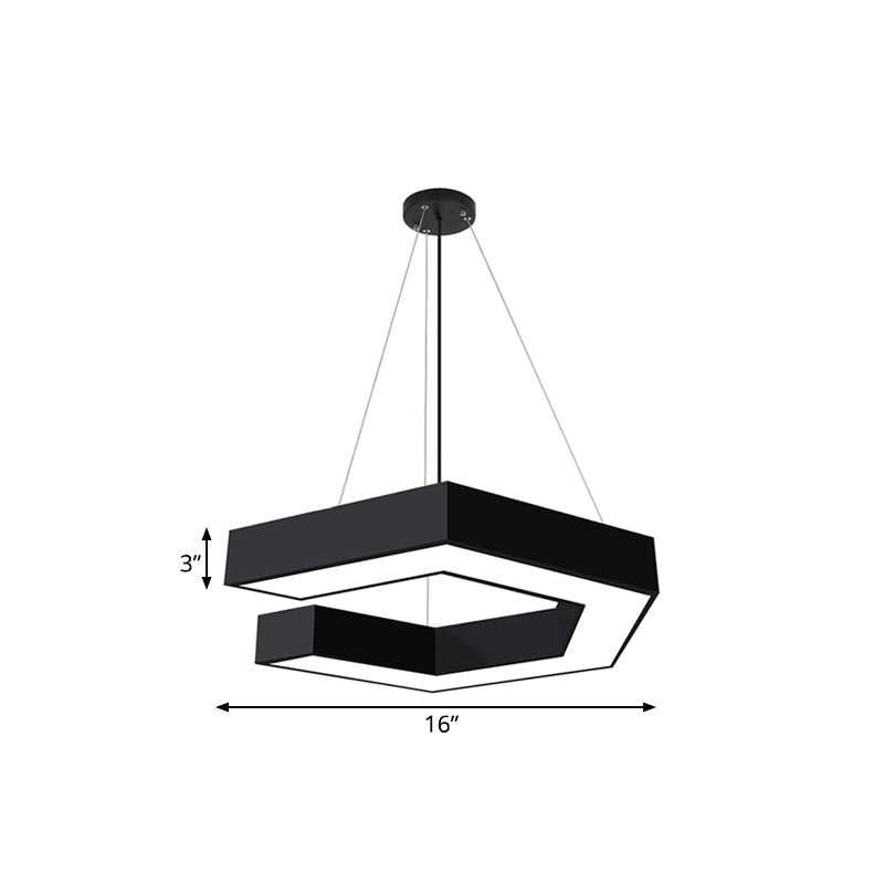 Modern Geometric LED Pendant Lamp for Office - Black Metal, Various Sizes