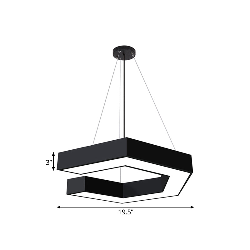 Modern Geometric LED Pendant Lamp for Office - Black Metal, Various Sizes