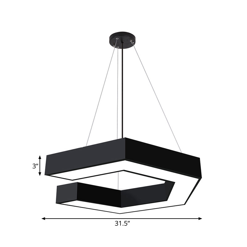 Modern Geometric LED Pendant Lamp for Office - Black Metal, Various Sizes