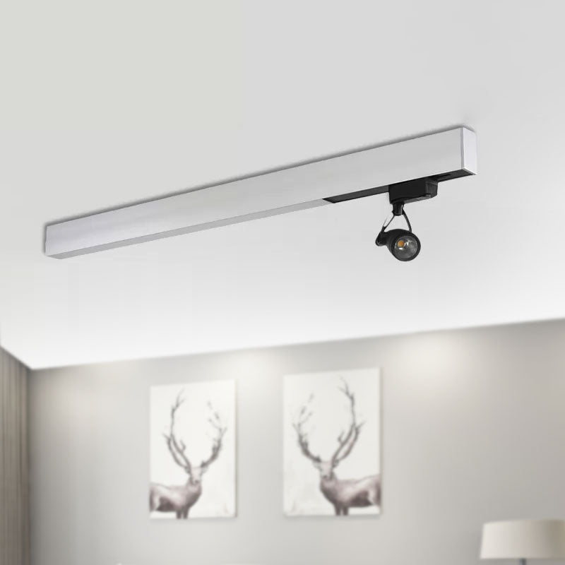 Minimalist Metal Pendant Light - White Rectangular Design with Swivel Joint for Office Spot Lighting