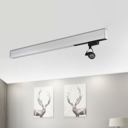 Minimalist Metal Pendant Light - White Rectangular Design 1 For Office Spot Lighting With Swivel