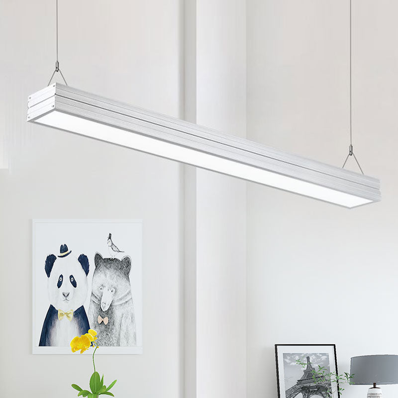 Contemporary Metal Led Pendant Ceiling Light - White/Silver/Black Ridged Case With Suspension Lamp
