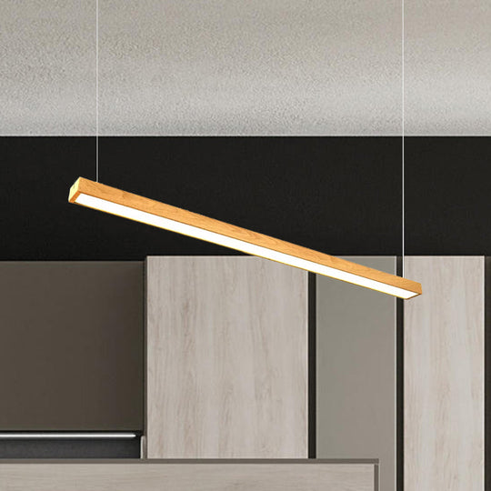 Modern LED Wooden Rectangular Pendant Light for Office Ceiling