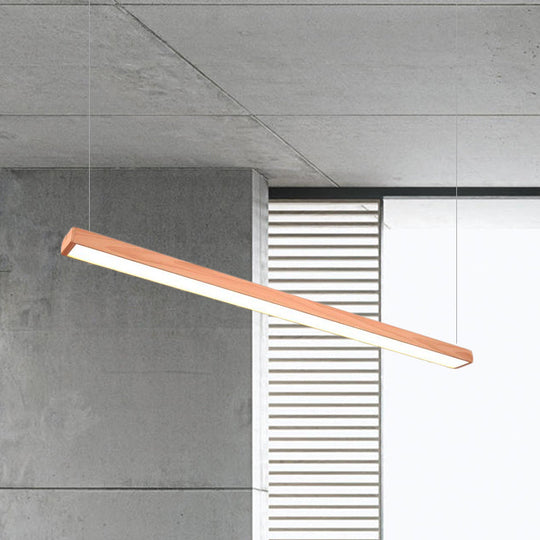 Modern LED Wooden Rectangular Pendant Light for Office Ceiling