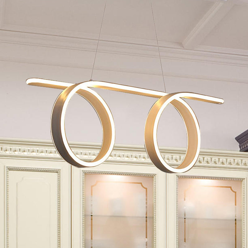 Suspension LED moderne avec design en acrylique 1/2 anneau - Plafonnier blanc idéal pour table de salle à manger