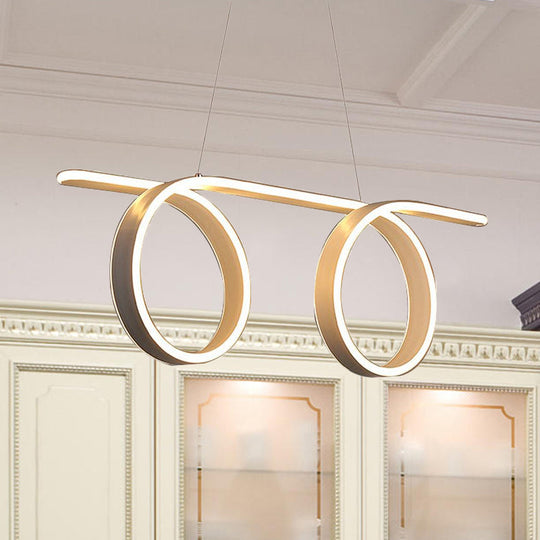 Suspension LED moderne avec design en acrylique 1/2 anneau - Plafonnier blanc idéal pour table de salle à manger