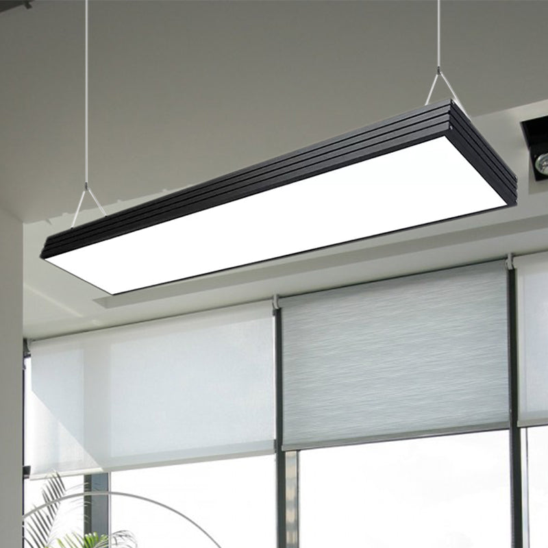 Ridged Metal Shade LED Office Pendant Lamp – Simplicity Silver/Black Ceiling Light Fixture for Dining Room – 8"/12" Wide