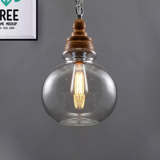 Clear Glass Pendant Lighting Kit - Modernist 1-Light Brown Ceiling Lamp For Restaurants