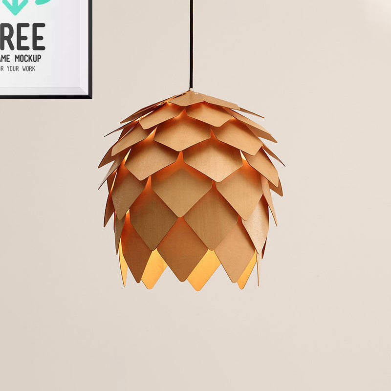 Luminaire suspendu Pinecone - Plafonnier en bois de style Lodge en beige