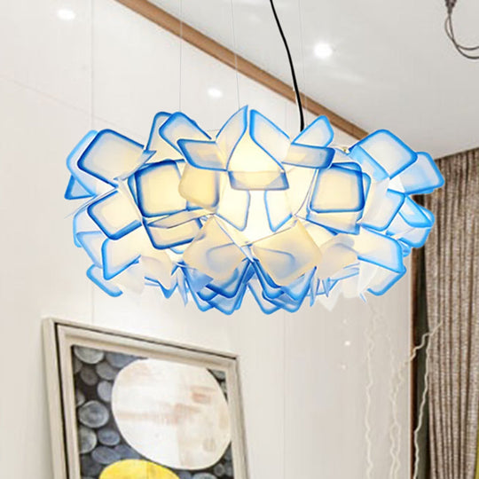 Contemporary Blossom Drop Pendant Ceiling Lamp - Brown/Blue/Purple - 21"/27.5" Wide - 1-Light Acrylic - Living Room