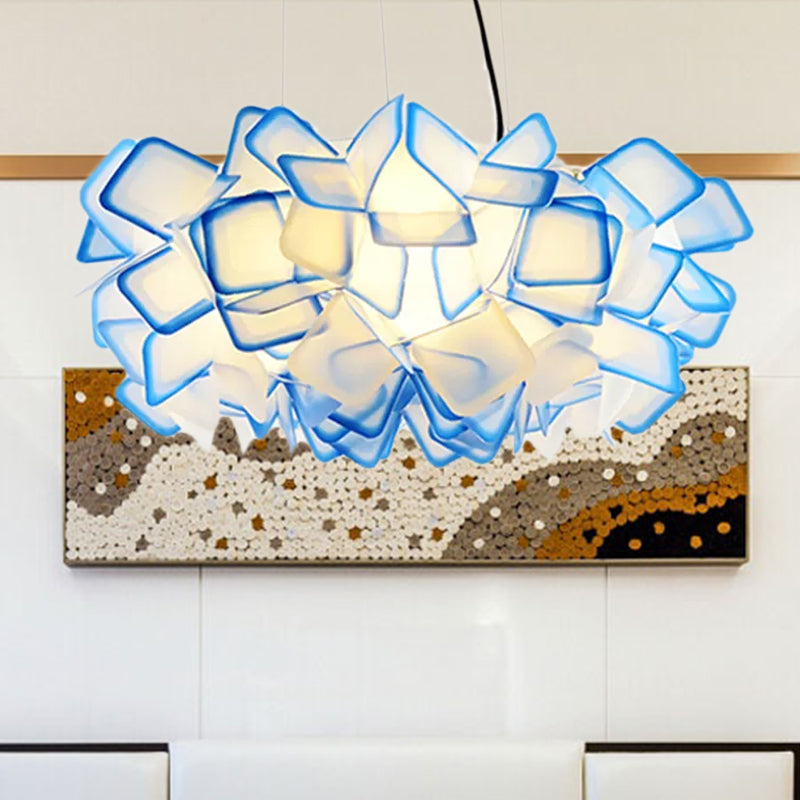 Contemporary Blossom Drop Pendant Ceiling Lamp - Brown/Blue/Purple - 21"/27.5" Wide - 1-Light Acrylic - Living Room