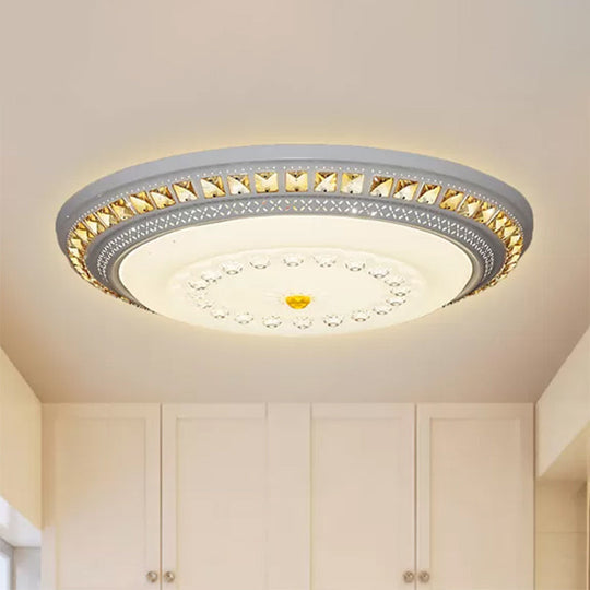 Contemporary LED Crystal Accent Ceiling Light Fixture - White, 19.5"/23.5"/31.5" Width