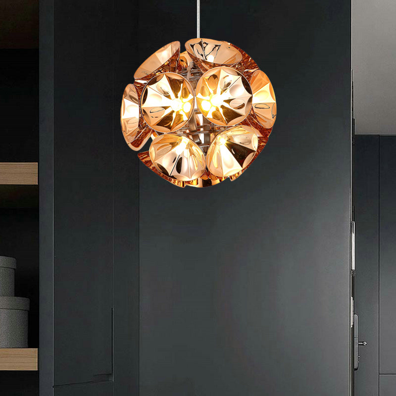 Modern Ball Pendant Light in Chrome/Gold with LED, White/Warm, 7"/11" Dia