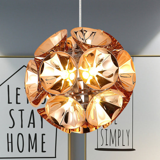 Modern Ball Pendant Light in Chrome/Gold with LED, White/Warm, 7"/11" Dia